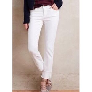 AG Adriano Goldschmied The Stevie Cuff White Slim straight Denim‎ Jeans 32